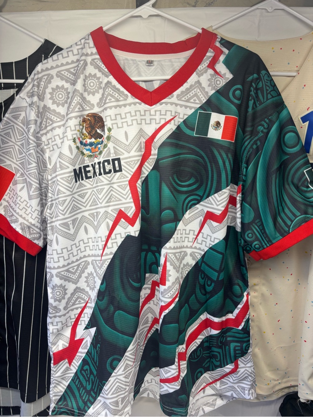 Mexico mens Soccer Shirt - Red & Green Graphic Jersey